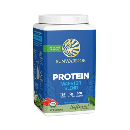 Image of Vegan Organic Protein Powder Plant-based | BCAA Amino Acids Hemp Seed Soy Free Dairy Free Gluten Free Synthetic Free NON-GMO | Unflavored 30 Servings | Warrior Blend by Sunwarrior