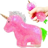 Unicorn Stress Relief Balls | Squishy Dough Ball for Party Favors and Adults, Animal Squish Stress Balls for Vase Filler and Home Decoration | Stretch, Pull, Squishy Squeeze Stress Ball (Pink)
