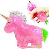 Squishy Unicorn Stress Relief Balls Squeeze Toy | Animals Stress Squish Ball for Kids Party Favors, Pink Sensory Unicorn Squishy Toys for Girls, Boys Birthday Gifts, Christmas Decorations (Pink)