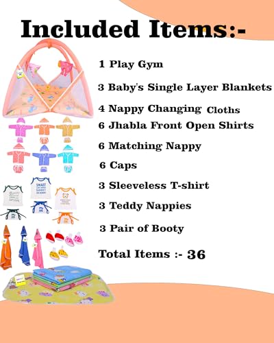 Image of Toddylon All in One Daily Essential in One Pack 36 in 1 New Born Baby Products Gift Packs | Hospital Kit Combo | Infants Boys Girls | Perfect for Newborns | Ideal for 0-6 Months (Orange)