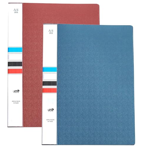 Image of TULMAN 40 Pockets Bound A4 Size Presentation Display Book Portfolio File Binders with Plastic Clear Sleeves Document Organizer for Music Sheets Artwork Drawing for School Office - (Color May Vary)
