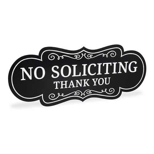 Image of ExcelMark Premium No Soliciting Sign for House - Made in the USA (Medium - 2.8 inchx 7 inch, Black with White Letters)