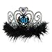 30th Birthday LED Light-Up Electroplated Plastic Tiara with Black Marabou - 4