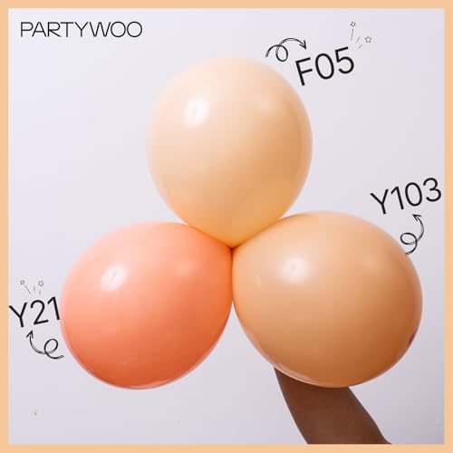 Image of PartyWoo Apricot Balloons, 100 Pcs, Different Sizes Pack, Perfect for Birthday, Baby Shower, Wedding Decorations
