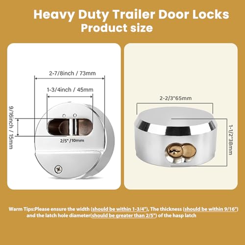Image of 4 Pack Hidden Shackle Padlock Keyed Alike Heavy Duty Trailer Puck Silver | Trailer Door Lock W /8 Keys, Anti Theft, 2-7 /8 inch Solid Steel, for Trailers Trucks Vans, Shed Gates Garage