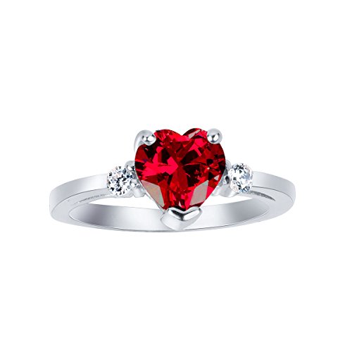 Closeoutwarehouse Simulated Ruby Cubic Zirconia Heart Promise Ring Sterling Silver Size 13 thumb #1