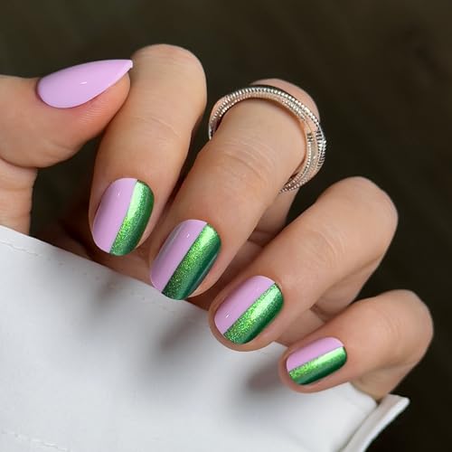 Image of CurvLife Extra Short Oval Press On Nails, Dual Charm, Soft Gel