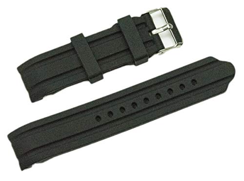 ewatchaccessories 24mm Black Silicone Rubber Curved End Dive Watch Band Strap