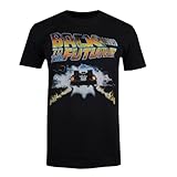 Back To The Future Camiseta Delorean Regreso al Futuro para Hombre, Negra, XXL