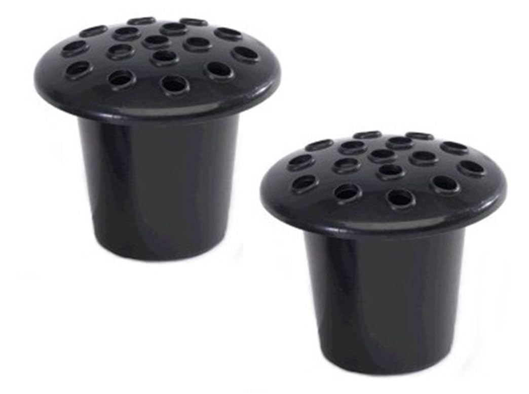 Mr. Barry's PACK OF 2 Black Memorial Grave Vase with Lids | Grave Flower Vase Cemetery Pot | Cemetery Decorations | Round Grave Vase Insert With Lid