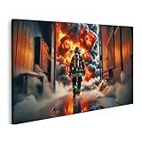 islandburner Bild auf Leinwand Feuerwehrmann geht durch 