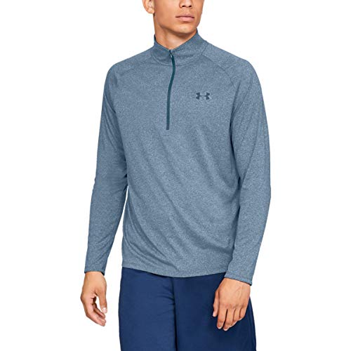 Under Armour Tech Textured 1/2 Zip-Red Long-Sleeves Uomini Manica Lunga Blu Chiaro M
