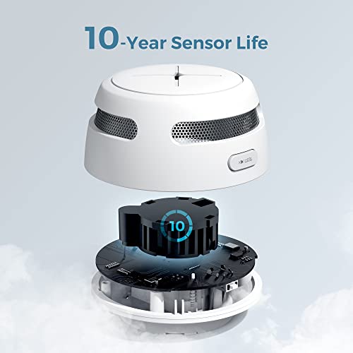 Image of AEGISLINK Interlinked Smoke Detector, Smoke Alarm with Replaceable Battery, Wireless Interconnected Smoke Alarm, S-RF500 (RF Interlinked, 6-Pack)