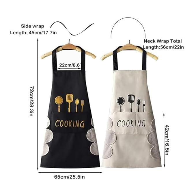 Image of Kitchen Apron for Women with Big Front Pocket Hand-Wiping Waterproof Apron for Kitchen Unique Design Kitchen Accessories items for Home Cooking