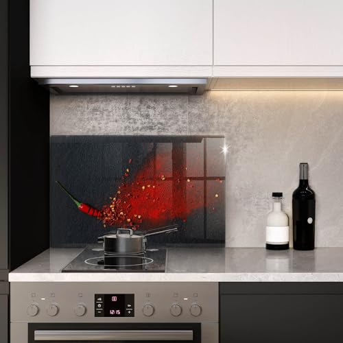 Planche à Découper Induction Wallfluent 80x52cm en Verre Décor Piment - 4