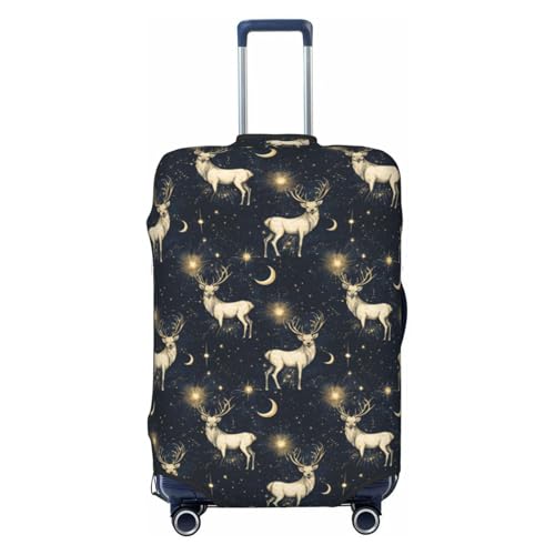 Luggage Cover Protector - Dark Blue Starry Sky Elk Print Suitcase Covers for Luggage Fit 18-21 Inch Suitcase