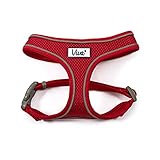 Ancol Simply Comfortable Padded Breathable Mesh Dog Harness Red Poly Weave Webbing with Reflective Band - Medium 44-57cm