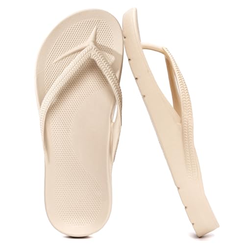 Image of Flip Flops for Women and Men with Arch Support Comfortable Recovery Slide Sandals Slip Resistant Shower Shoes Walking Thong Sandals Lightweight and Soft Footbed Slides Flip Flops