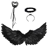 Alas de Angel,Alas y Halo de Ángel,Alas de Angel,Alas de Ángel Disfraz,Plumas Ángel Alas,Alas Angel Grandes para Adultos,Plumas para Cosplay,Carnaval