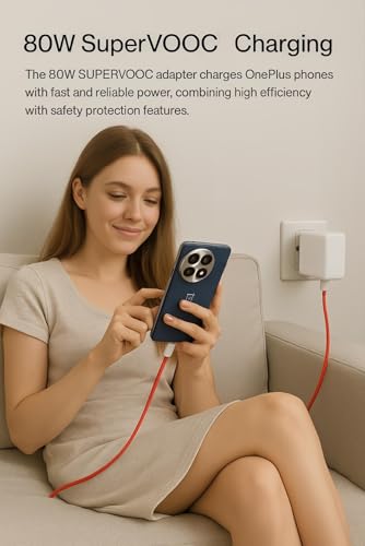 Image of 80W Type C Supervooc Charging Charger with 1M Cable Support Dash /Superdart /Wrap /Vooc for Oneplus 13s /13 / 13R /Open /12 /12R /11 /11R /10 Pro /10R /10T /9Pro /9R /8Pro /Nord 5 /Ce5- Fast Charge Adapter 80Watt-White