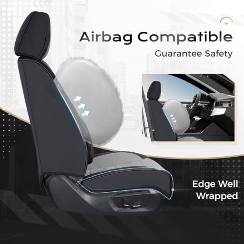 Image of Coverado Seat Covers, Car Front Seat Covers with Backrest, Nappa Leather Car Seat Protectors,Waterproof &Breathable,Anti-Slip Automotive Seat Cushion, Universal Fit for Most Vehicles
