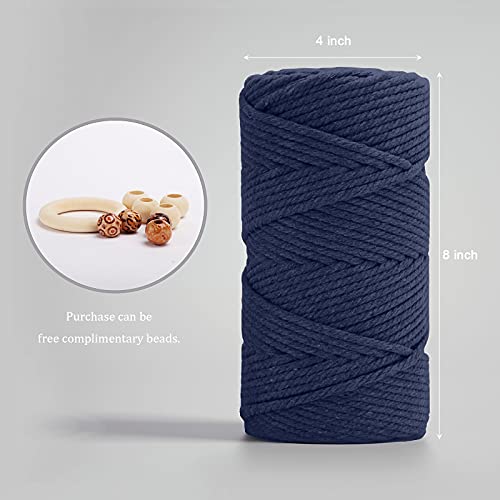Image of ZUEXT Macrame Cord, Navy, 5mm x 109yds Cotton String Macrame Yarn