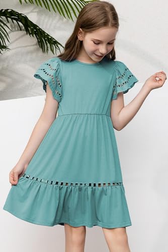 blibean Tween Girls Embroidery Sleeve Dress Summer Outfits 6-15 Years4
