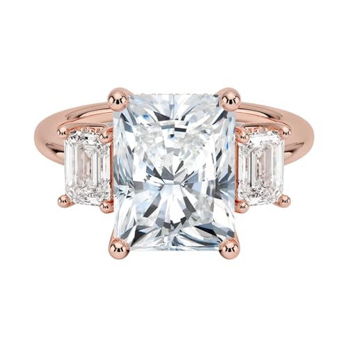 4 CT Radiant Cut Lab Grown Diamond Luxe Three Stone Engagement Ring For Her