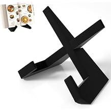 Webtrlics Cookbook Stand, Cookbook Holder for Kitchen,Black Recipe Book Holder for Counter,Wooden Plate Holder Display Stand for Tabletop Black