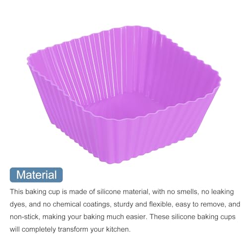 Moldes de silicona cuadrados para cupcakes antiadherentes y fáciles de desmoldar, 36 tazas moradas 5