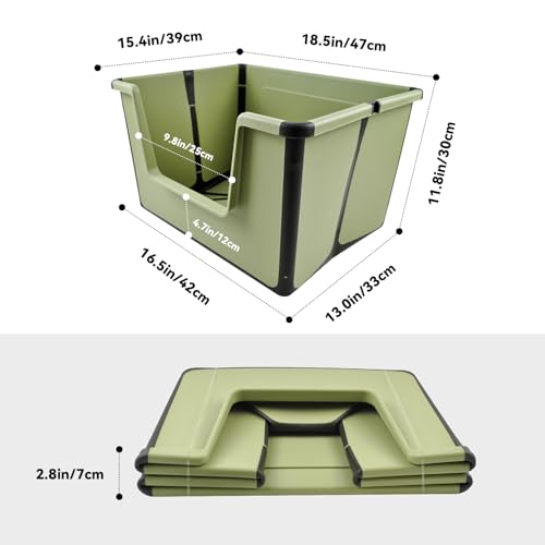 Arenero plegable grande para gatos con pala y entrada baja miniatura 2