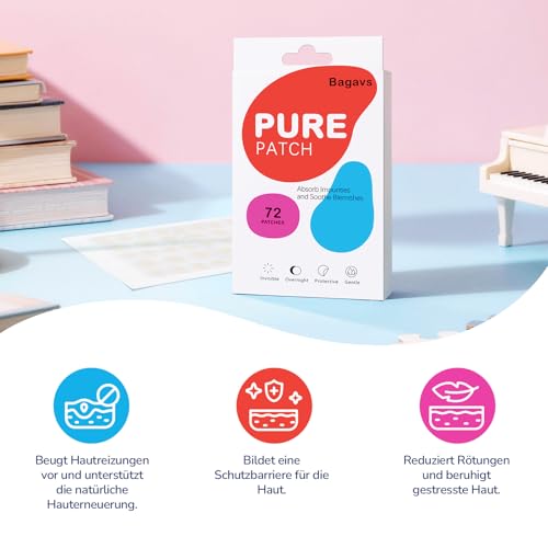 Pickel Patch Pimple Patches Acne Patch 72 Stück Anti Pickel Patches Unsichtbar Tag & Nacht with Salicylic Acid，Niacinamide，Centella Asiatica，Zwei Größen 10 mm，12 mm