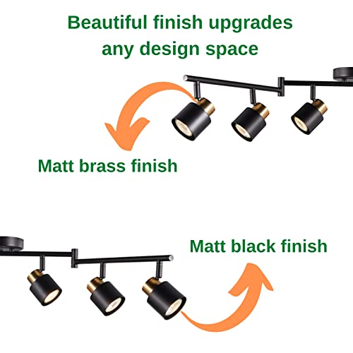 CRAFTRONOS 6 Light Foldable Track Lighting Kit, Matt Black Brass Finish Adjustable with Moden Flush Mount Ceiling Spotlight for Kitchen,Dining,Living Room,Home Improvement by CRAFTRONOS - Image 5