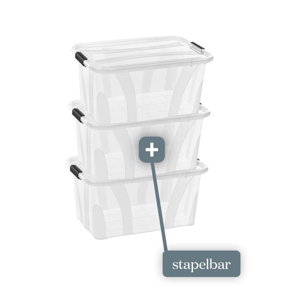 Anzio - Scatola Portaoggetti Plastica con Coperchio, 32 l, 4 pezzi