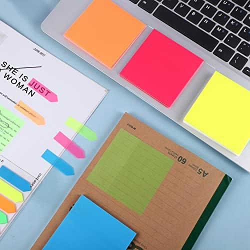 Transparent Sticky Notes, 620 Pcs Clear Post It Notes 6 Color Sticky Notes Tabs Waterproof Self Adhesive for Text Books, Students, Home, School and Office