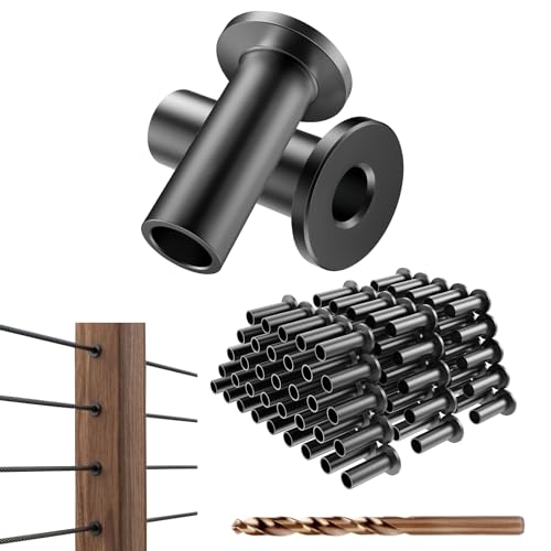 BLIKA 120 Pack Black Stainless Steel Protector Sleeves for 1/8 Deck Cable Railing for Wood/Composite Posts T316 Marine Grade Black Cable Railing Protector Sleeves