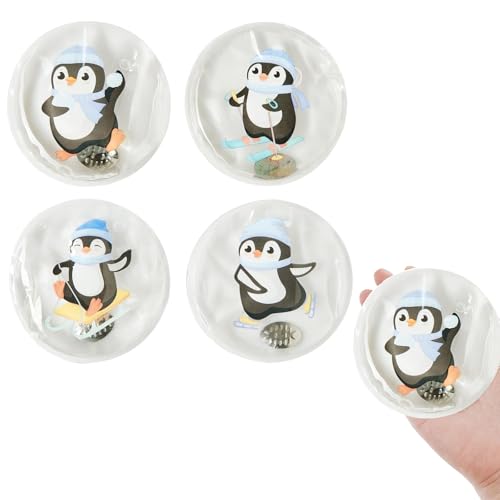 4Pcs Scaldamani Tascabile, Pinguino Scaldamani Riutilizzabile, per Le Fredde Giornate Invernali, Viaggi, Sport, Campeggio, Motivo Natalizio
