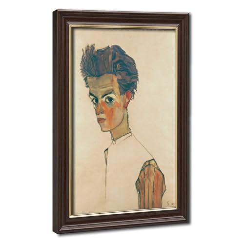 Toile autoportrait Egon Schiele cadre suspendu décoration bureau 40x60