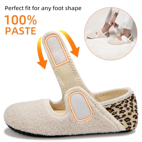 Image of ATHMILE House Slippers for Women Men Indoor Barefoot Slippers Socks Wide Diabetic Shoes Adjustable Soft Slip on House Slippers for Home Bedroom Travel