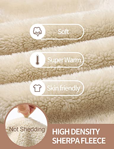 Flygo Women's Classic Casual Thick Warm Full Zip Sherpa Lined Hooded Sweatshirt Jacket (Large, Light Grey) #TOP5