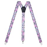 Action Ward Womens Suspenders – Y Back Style – 1' Width - Comfortably Adjustable Elastic Straps and Metal Clips (Floral 5)
