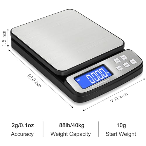 fuzion digital shipping postal scale - 88lb x 01oz stainless steel platform 5 units holdtarepcs counting easy calibration large lcd scale for packages all-in-1 shipping scale