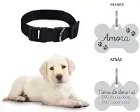 Coleira Personalizada Com Nome E Telefone A Lase (G, Preta)