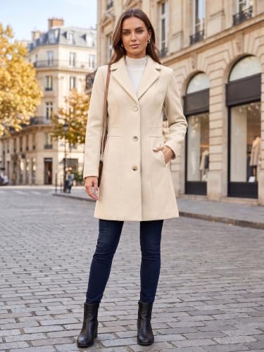 Image of Allegra K Womens Winter Elegant Pea Coat 2026 Single Breasted Long Overcoat | Notch Lapel Collar, Warm, Work Office Trench Coats,Outwear Outfit