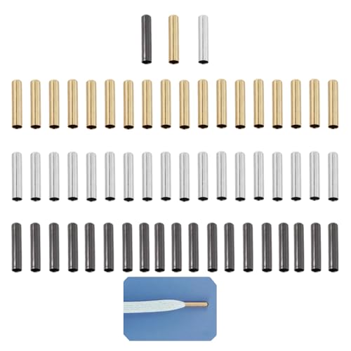 Ximimark 60pcs Brass Cord Ends - Premium DIY Repairing Accessories for Shoelaces, Hoodies, and Shoes with Alloy Material and Jewelry Making Parts