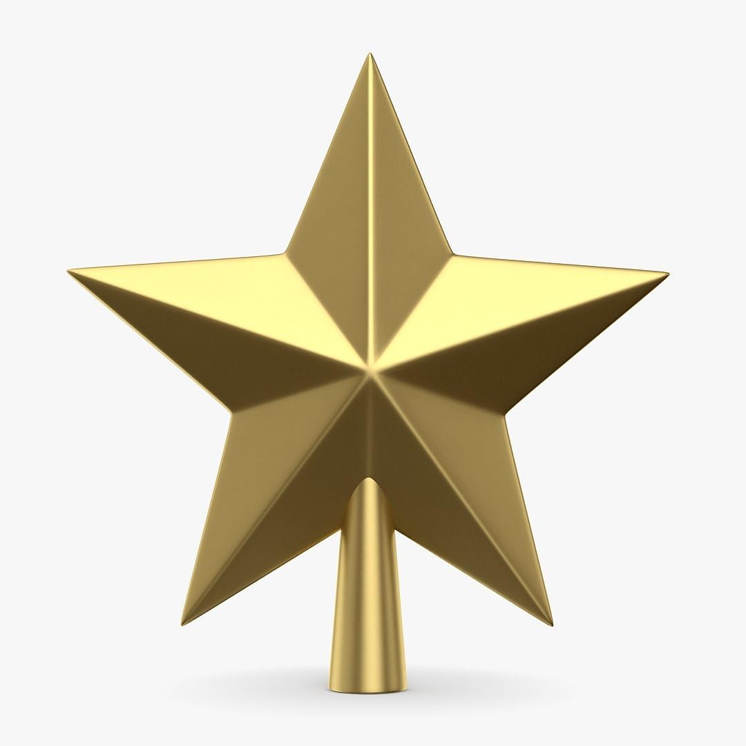 1 Star Tree Topper Christmas Tree Topper 5 Point Star Festival Treetop Decor for Home Party (Golden)