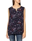 Cecil Damenblusentop aus Viskose mit Blumenprint und geschlitzten Rundhalsausschnitt