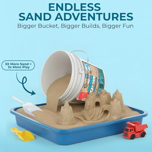Image of Trade Grade Play Sand for Sandbox Sand for Kids - Bulk Bucket Natural Play Sand for Kids, Sensory Play, Tables, & Outdoor Fun, Perfect for Wet Castle Building & Creativity (10 Pounds)