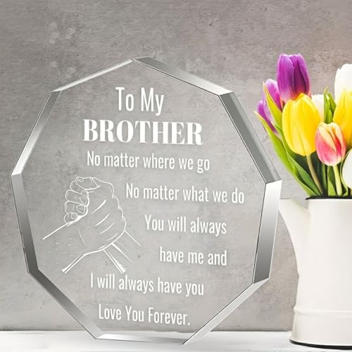 Image of DIGI ARTS Seasonal Decoration, Collectible Figurines inchto My Brother inch Clasped Hands Quote Acrylic Decorative Plaque & Typography, Durable Acrylic Ornament, Home Shelf & Tabletop Decor, Heartfelt Birthday