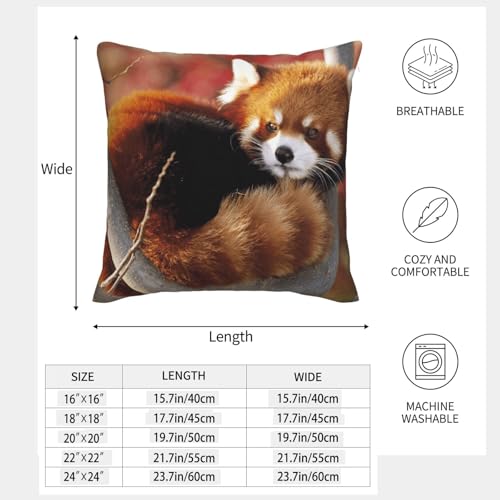 Housse de coussin imitation lin panda rouge déco canapé salon 45x45 - 5